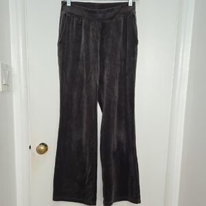Uniqlo Women's Charcoal Grey Wide Leg Velvet Pants